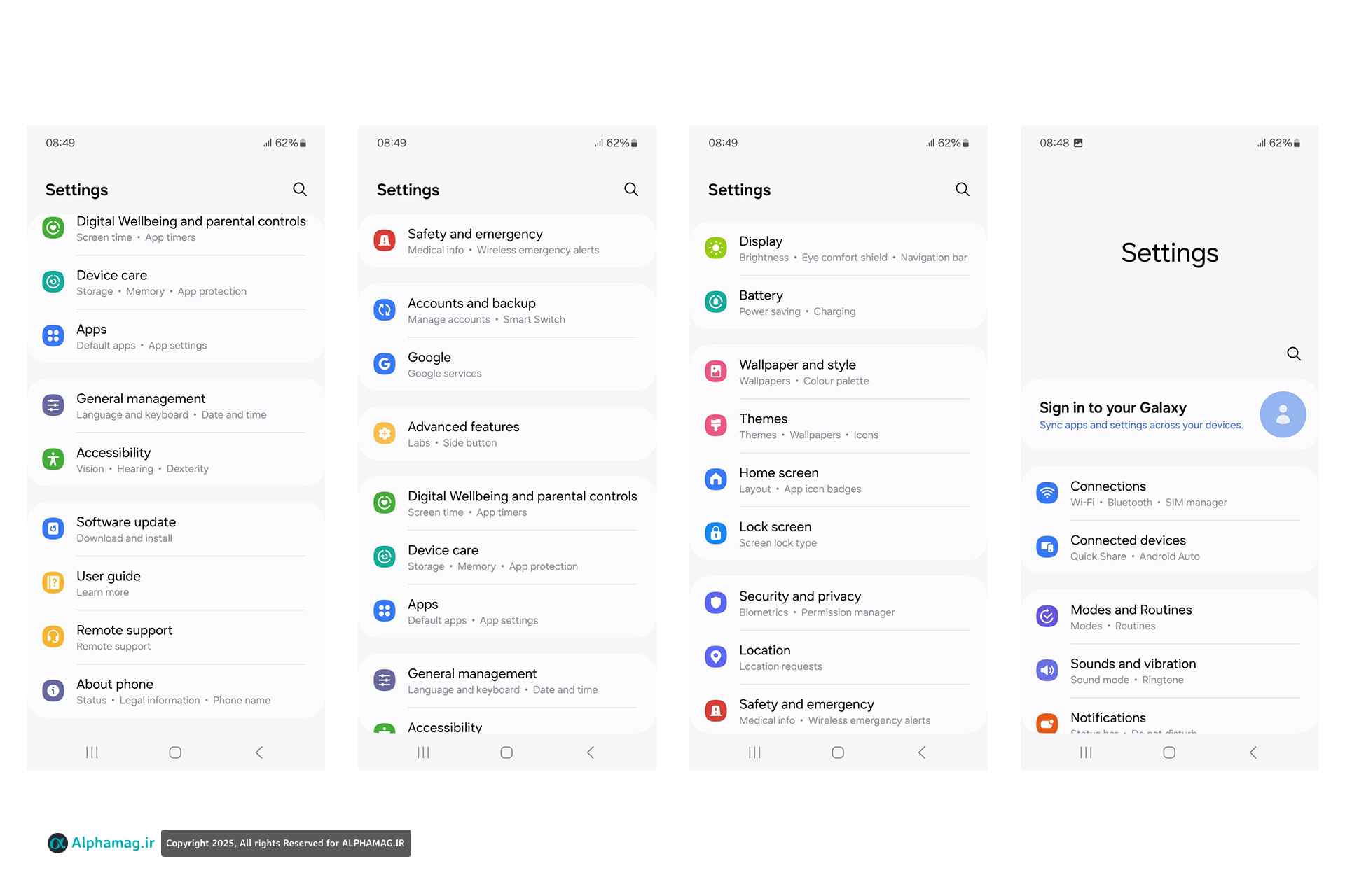 نگاهی به رابط کاربری Galaxy A16 با اندروید ۱۴