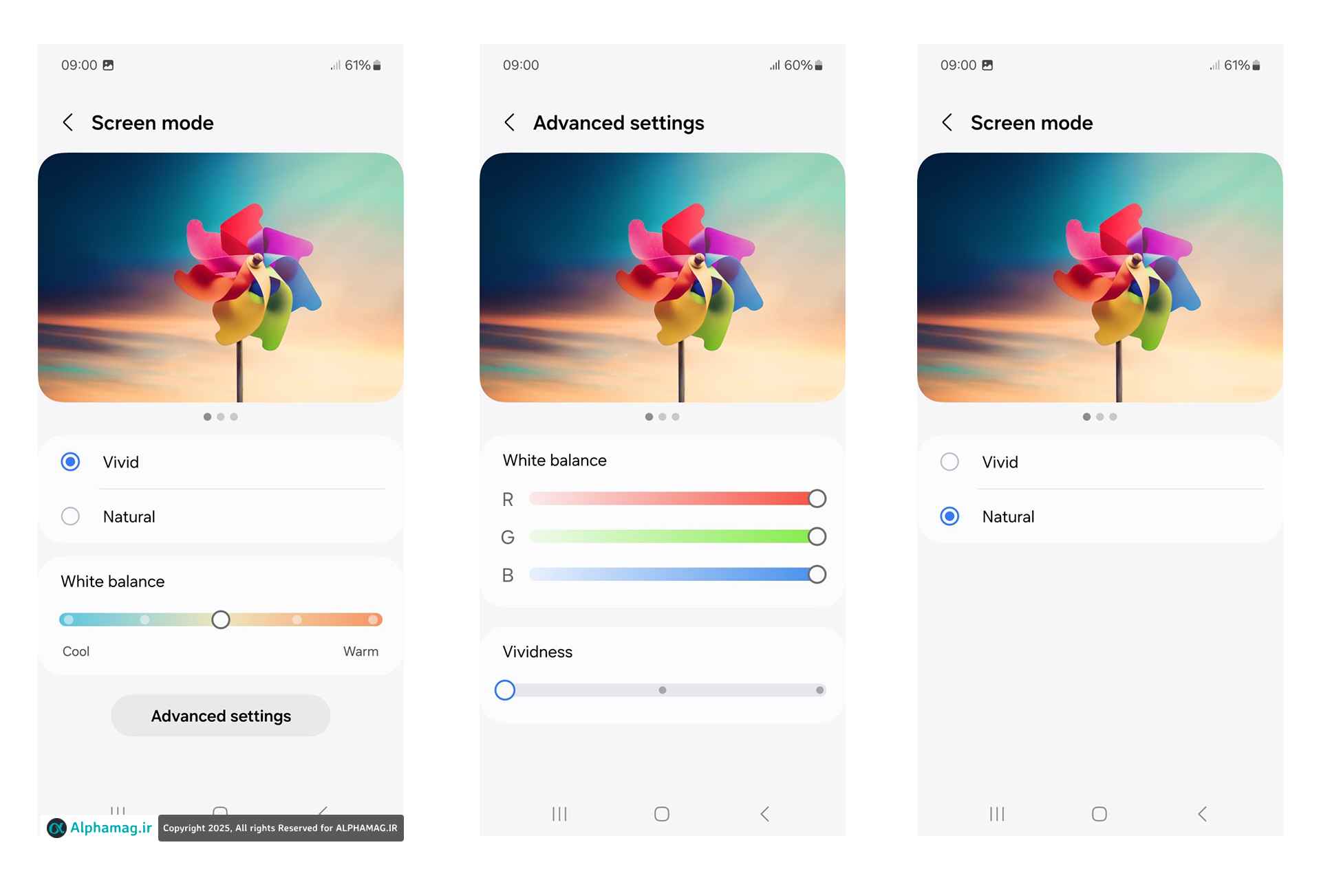 تنظیم حالت نمایشگر در Galaxy A16 4G